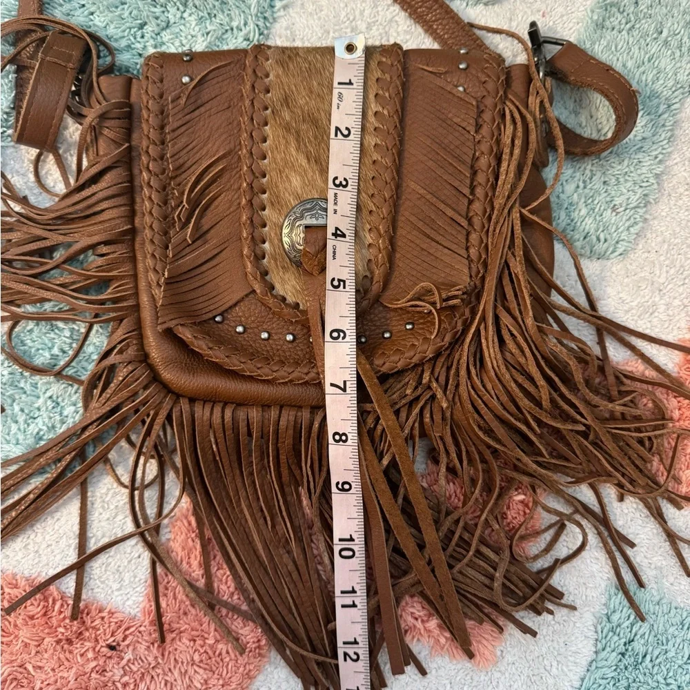 Montana West Brown Leather Fringe Crossbody Bag - Picture 4 of 11